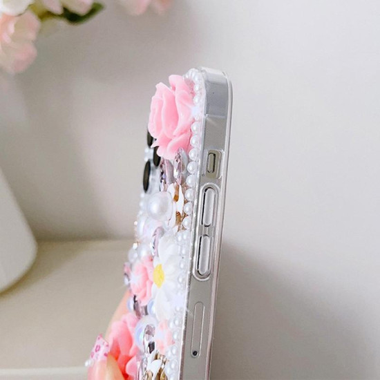 For iPhone 7 / 8  Rose Hand-set Diamond PC Phone Case(Purple)