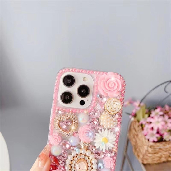 For iPhone 7 / 8  Diamond Inlaid Rose PC Phone Case(Yellow)