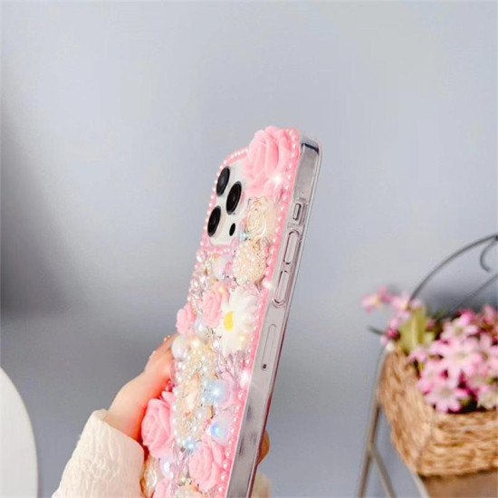 For iPhone 7 / 8  Diamond Inlaid Rose PC Phone Case(Purple)