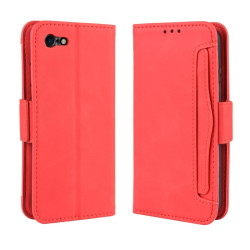 For iPhone SE 2022 / SE 2020 Wallet Style Skin Feel Calf Pattern Leather Case ，with Separate Card Slot(Red)