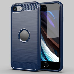 For  iPhone SE 2022 / SE 2020 Brushed Texture Carbon Fiber TPU Case(Navy Blue)