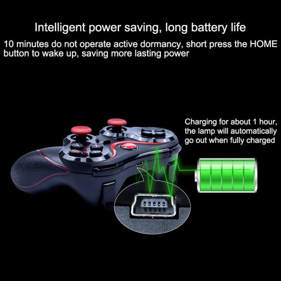 C8 Bluetooth Gaming Controller Grip Game Pad  For Android / iOS  / PC / PS3