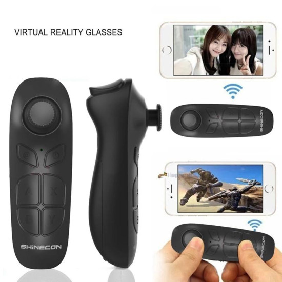 VR SHINECON SC-B03 VR Game Wireless Bluetooth Remote Control Handle Selfie Stick RC Video Playback(Black)