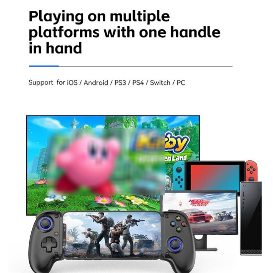 BSP-D10 Wireless Stretch Game Controller for Switch / Android / IOS / PC / PS3 / PS4(White)