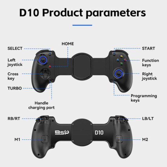 BSP-D10 Wireless Stretch Game Controller for Switch / Android / IOS / PC / PS3 / PS4(Pink)