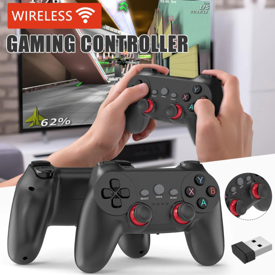 2.4G One-to-two Wireless Game Controller for PC / Android / TV Box(Black)