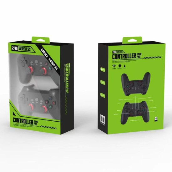 2.4G One-to-two Wireless Game Controller for PC / Android / TV Box(Black)