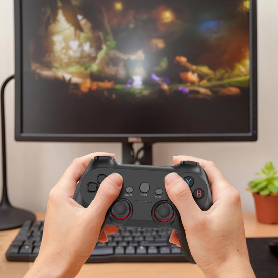 2.4G One-to-two Wireless Game Controller for PC / Android / TV Box(Black)