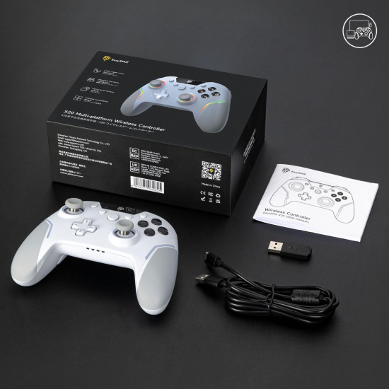EasySMX  X20 Wireless Enhanced RGB Controller For PC/NS/TV/Phone/Laptop(White)