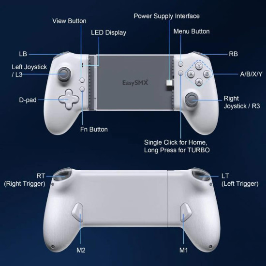 EasySMX M15 Mobile Gaming Controller For USB-C/Type-C Smartphones With Hall Effect sticks and Mechanical buttons