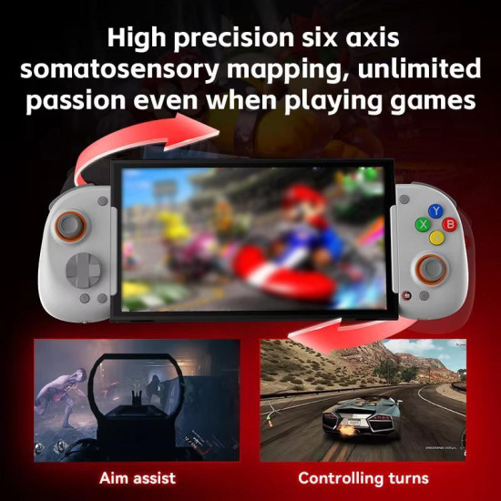 D8+ Wired & Wireless Telescopic Game Controller Foldable USB-C  Hall Sensing Joystick For Switch/Android/IOS/PC(White)