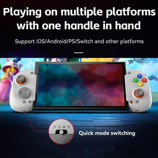D8+ Wired & Wireless Telescopic Game Controller Foldable USB-C  Hall Sensing Joystick For Switch/Android/IOS/PC(White)