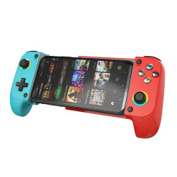 Multi-Function Retractable Wireless Gaming Controller With Dual Vibration 6-Axis Motion Sensing Rapid Fire Function(Blue Red)