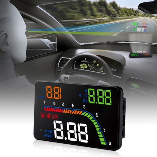 T100 OBD2 4 inch Vehiclemounted Head Up Display Security System Support Car Speed Engine Revolving Speed Display Instantaneous Fuel Consumption Detection and Elimination Fault Code