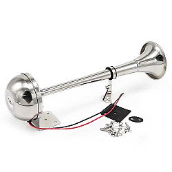 12V 125dB Car Truck Boat Stainless Steel Electric Horn with Mounting BracketSilver
