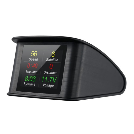 T600 HUD 22 inch Car GPS Smart Digital Meter with TFT LCD Multicolor Speed Driving Distance Time Voltage Display Over Speed Alarm Low Voltage Alarm Kilometers Miles Switching