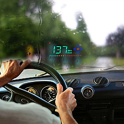 A2 HUD 35 inch HD GPS Car Head Up Display Speed Over Speed Alarm Compass Freely Switch Between Kilometers and MilesBlack