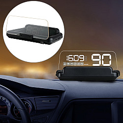 C500 Car HUD Virtual HD Projection Headup Display With Adjustable Reflection Board Speed RPM Water Temperature Oil Consumption Driving Distance Time Voltage Display Over Speed Alarm Connect OBD2 InterfaceWhite