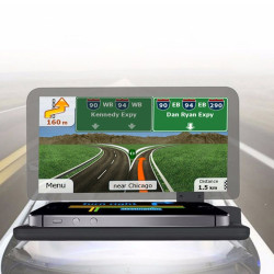 Universal Car GPS HUD Head Up Display Holder Mobile Phone Navigation Bracket For iPhone Galaxy Huawei Xiaomi Lenovo Sony LG HTC and Other SmartphonesBlack