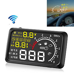 X3 Bluetooth 55 inch Car OBDII EUOBD HUD Vehiclemounted Head Up Display Security System Support Speed Fuel Consumption Overspeed Alarm Water Temperature etcBlack