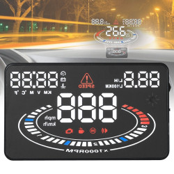 E300 55 inch Car OBDII EUOBD HUD Vehiclemounted Head Up Display Security System Support Speed Fuel Consumption Overspeed Alarm Fuel Consumption Water Temperature etcBlack