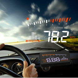 X5 HUD 3 inch Universal Multi Car Head Up Display with OBDII EOBD System Light Sensors Rotation Speed Rotation Speed Unit Unit Mark Voltage Water Temperature Alarm markBlack