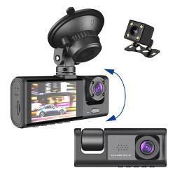 A1 3-lens Video HD Night Vision Car Driving Recorder, with Rear View Camera