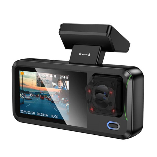 hoco DV15 2 inch Screen Display Three-way Driving Recorder(Black)