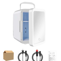 4L 45W Home Car Dual Purpose Refrigerator With Touch Light Makeup Mirror, CN Plug(White)