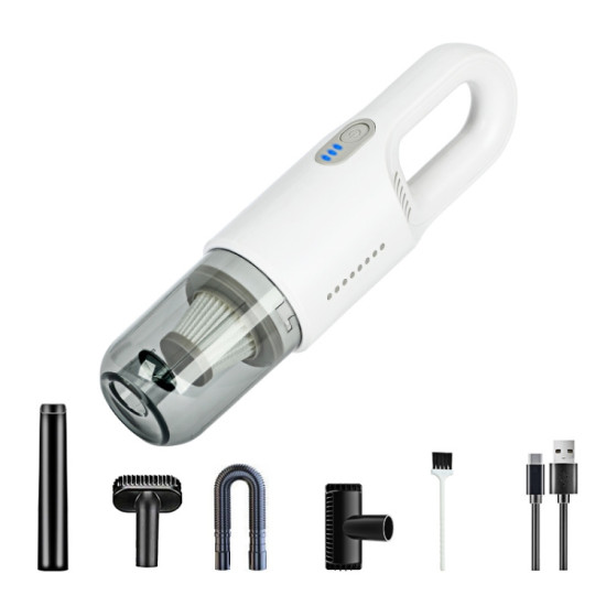 Wireless Car-mounted High-power Suction Handheld Vacuum Cleaner, Color: White 7.4V