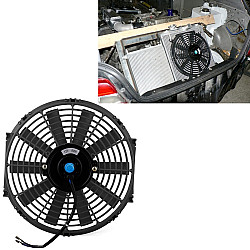 12V 80W 12 inch Car Cooling Fan High-power Modified Tank Fan Cooling Fan Powerful Auto Fan Mini Air Conditioner for Car(Black)