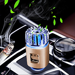 2 in 1 Car Negative-ion Aromatherapy Air Purifier Humidifier + Dual USB Port Car Charger (Gold)