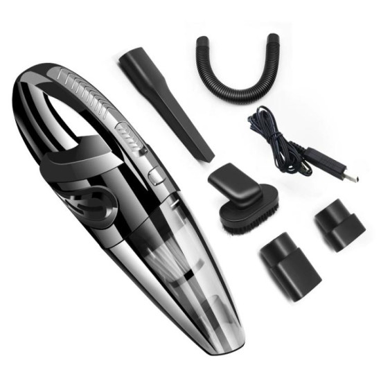 Wet And Dry Handheld High-Power Portable Car Vacuum Cleaner R-6052C Vacuum Cleaner with USB Cable (Black)