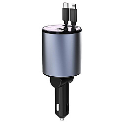100W Metal Car Retractable Cable Cigarette Lighter Charger, Specification: 8 Pin+TYPE-C