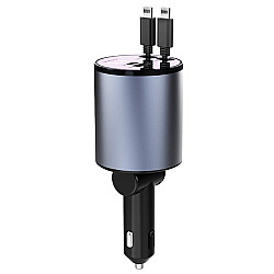 100W Metal Car Retractable Cable Cigarette Lighter Charger, Specification: 8 Pin+8 Pin (2.4A)