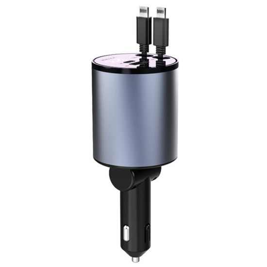 100W Metal Car Retractable Cable Cigarette Lighter Charger, Specification: 8 Pin+8 Pin (2.4A)