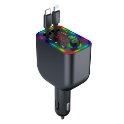 Y4 Retractable Cable Super Fast Charging Car Charger Bluetooth-Compatible MP3 Player