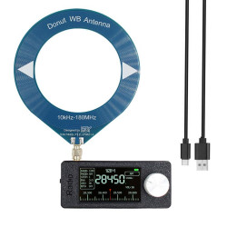 SI4732 1.9 inch IPS Display Portable Radio 0.5-108 MHz LSB USB AM FM Pocket Mini Radio, Type:Blue Round Antenna + USB(Black)