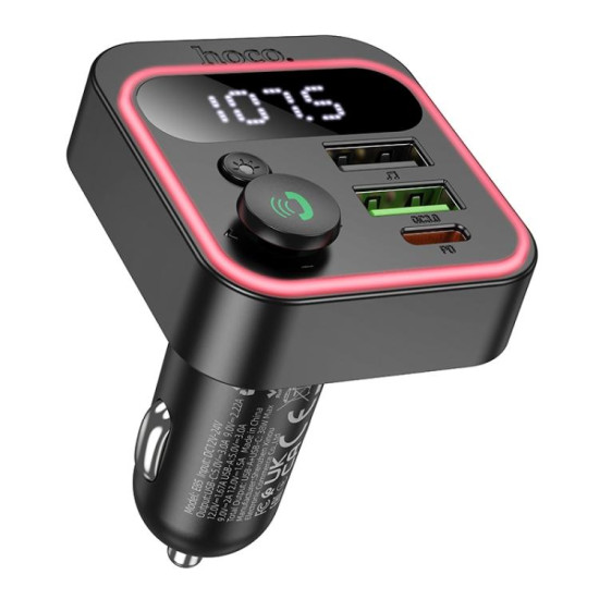 hoco E85 Tiger PD 20W and QC 3.0 Car Bluetooth FM Transmitter(Black)`