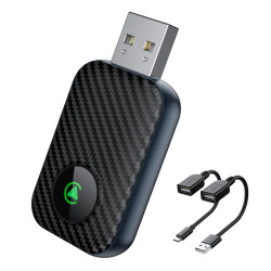 2 in 1 USB Wired to Wireless Car CarPlay / Android Box Adapter, with USB and Type-C Cable(Black)
