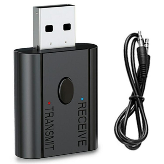 W12 AUX Adapter USB Dongle 2 In 1 Bluetooth 5.3 Car Audio Transmitter Receiver