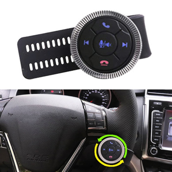 Universal Strap Shape Steering Wheel Remote Control Car Multimedia Wireless Button Remote Control (Silver)