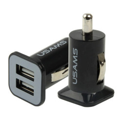 USAMS High Performance 2.1A + 1A Dual USB Port Car Charger for iPad Air 2 & Air & 4, iPhone 6 & 6 Plus & 5C & 5S & 4 & 4S, iPod touch, Galaxy Tablet / Note Series and Other Mobile Phone, Navigators(Black)