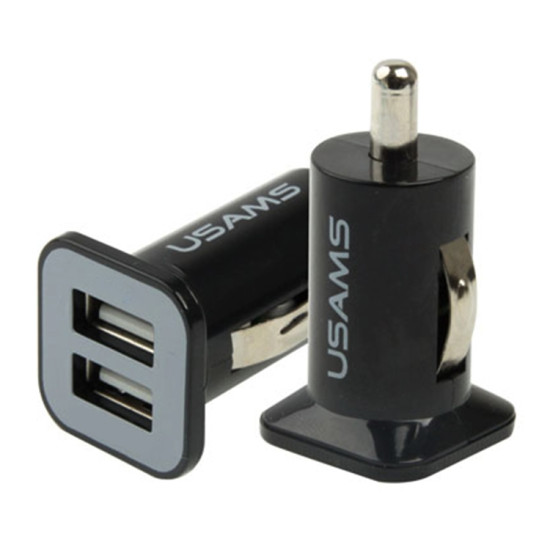 USAMS High Performance 2.1A + 1A Dual USB Port Car Charger for iPad Air 2 & Air & 4, iPhone 6 & 6 Plus & 5C & 5S & 4 & 4S, iPod touch, Galaxy Tablet / Note Series and Other Mobile Phone, Navigators(Black)