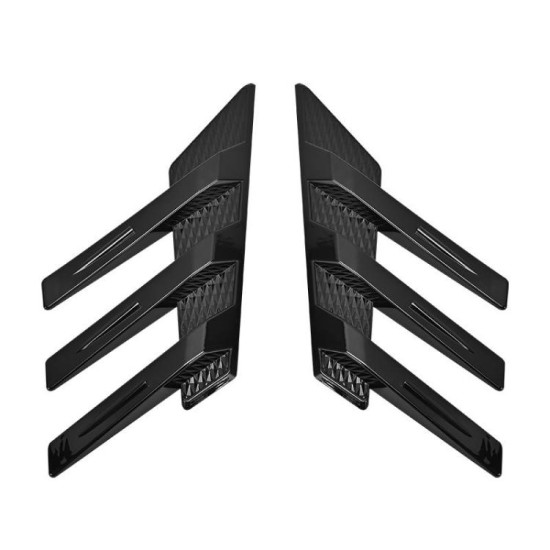 1 Pair Car Rear Windshield Air Cent Shark Fin Decorative Sticker, Bright Black