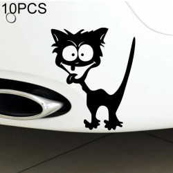 10 PCS Cat Pattern Car Styling Sticker Reflective Waterproof Vinyl Funny Car Sticker, Size: 1311cm(Black)