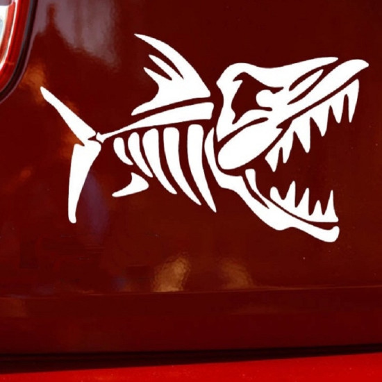 10 PCS Car Sticker Motorcycle Pulling Flower Stick Fish Bone Cartoon Personality Body Sticker(White)