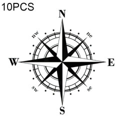 10 PCS Art Design Vinyl NSWE Compass Car Stickers Decals, White + Black