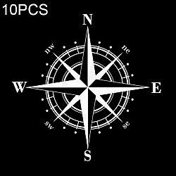 10 PCS Art Design Vinyl NSWE Compass Car Stickers Decals, Black + White