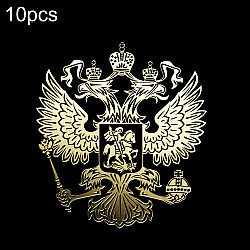 10 PCS PITREW Coat of Arms of Russia Emblem Nickel Metal Car Stickers Decals(Gold)